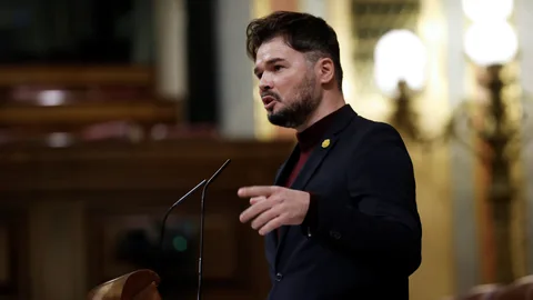 El portavoz de ERC en el Congreso, Gabriel Rufián, durante el Pleno del Congreso esta semana