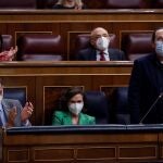 El vicepresidente segundo del Gobierno, Pablo Iglesias, durante la última sesión de control al Gobierno en el Congreso