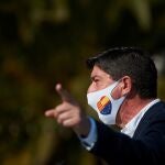 El vicepresidente de la Junta de Andalucía, Juan Marín, durante el acto electoral que se llevó a cabo el pasado 4 de febrero junto al candidato de Ciudadanos a la presidencia de la Generalitat, Carlos Carrizosa, en Barcelona