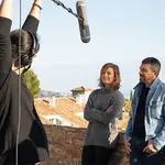 Antonio Banderas y María Casado grabando el spot de los Goya