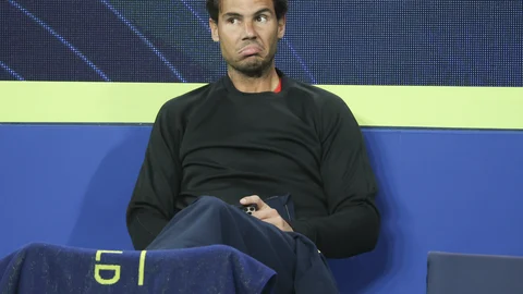 Nadal, en el banquillo español durante la Copa ATP