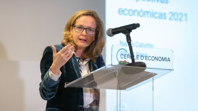 La ministra de Asuntos Económicos y Transformación Digital, Nadia Calviño, en una intervención en el Cercle d'Economia, en BarcelonaDavid Zorrakino / Europa Press08/02/2021
