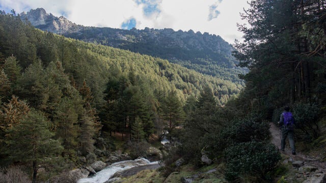 Un senderista en la Sierra de Guadarrama