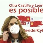 La viceportavoz del grupo Parlamentario Socialista, Virginia Barcones, atiende a los periodistas