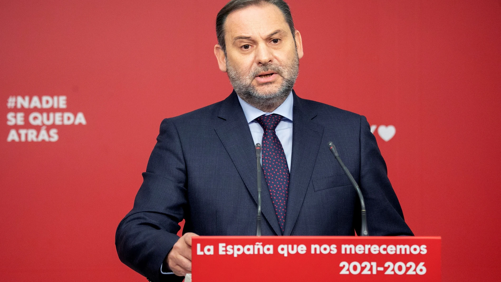 El secretario de Organización del PSOE y ministro de Transportes, José Luis Ábalos, en Ferraz