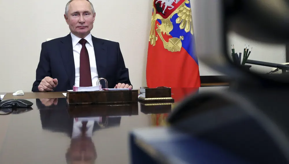 El presidente Vladimir Putin durante una videoconferencia el pasado 8 de febrero