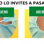 Imagen de la recomendación del Área Sanitaria Norte de Córdoba sobre cómo ajustarse la mascarilla