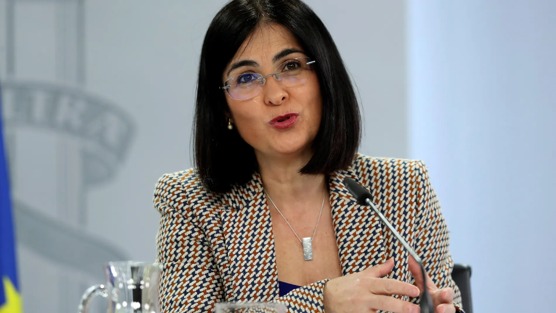 La ministra de Sanidad, Carolina Darias, tras una rueda de prensa