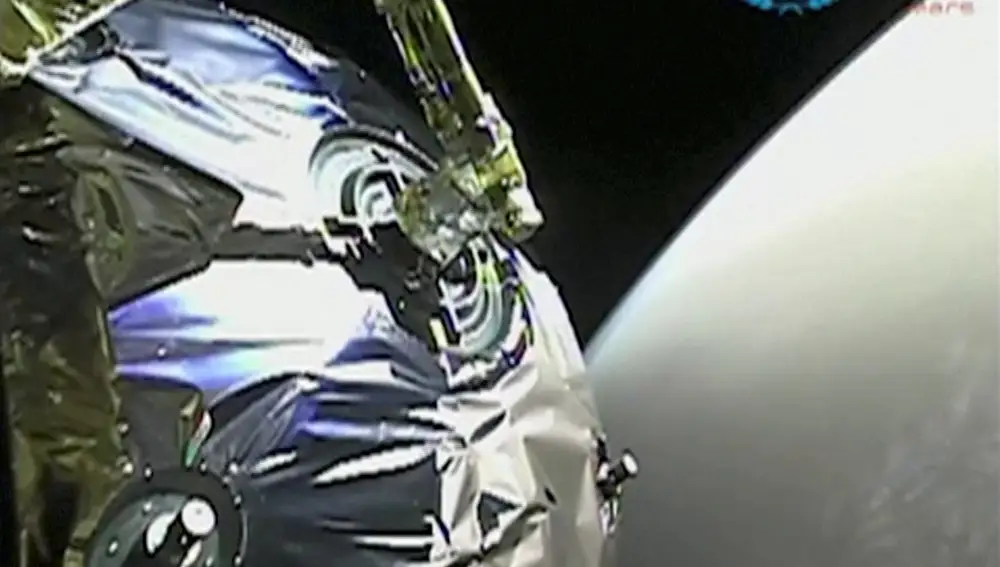 Una de las imágenes de la sonda 'Tianwen-1' durante su ingreso en la órbita marciana - CCTV