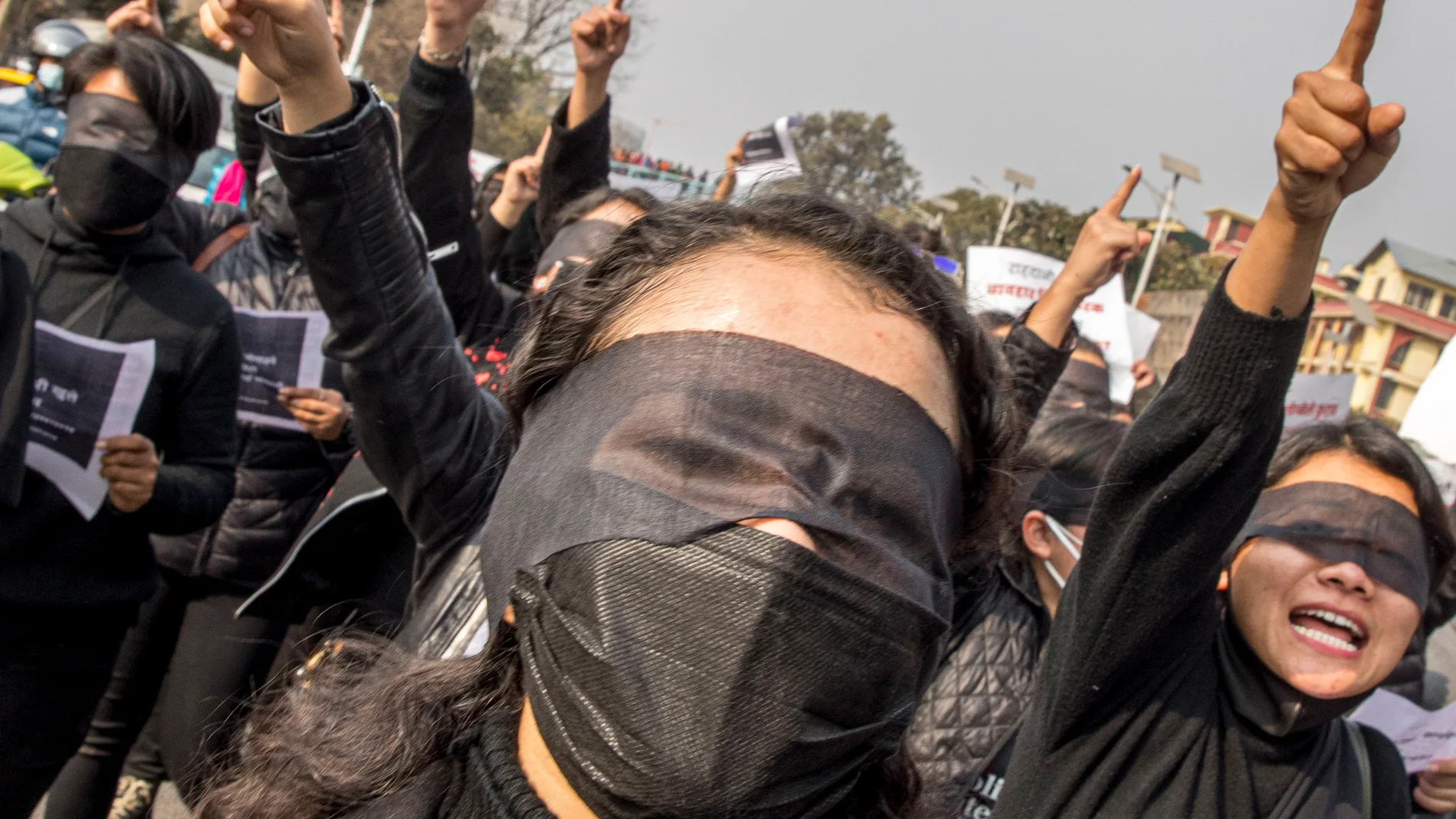 Marcha de mujeres contra el aumento de la violación y casos de asesinato y violencia doméstica contra mujeres en Nepal en Katmandú, el viernes pasado