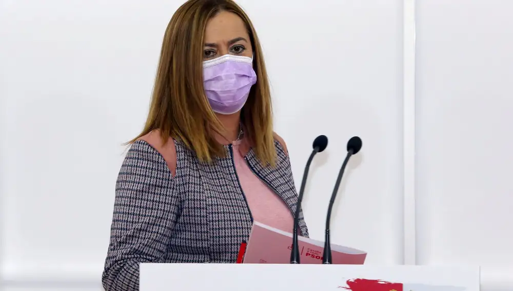 La vicesecretaria regional del PSOE, Virginia barcones, atiende a la prensa