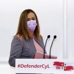 La vicesecretaria regional del PSOE, Virginia barcones, atiende a la prensa