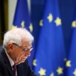 El Alto Representante de la UE para Política Exterior, Josep Borrell, en una videoconferencia en Bruselas