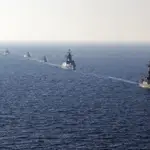 Destructores iraníes en ejercicio naval en 2017