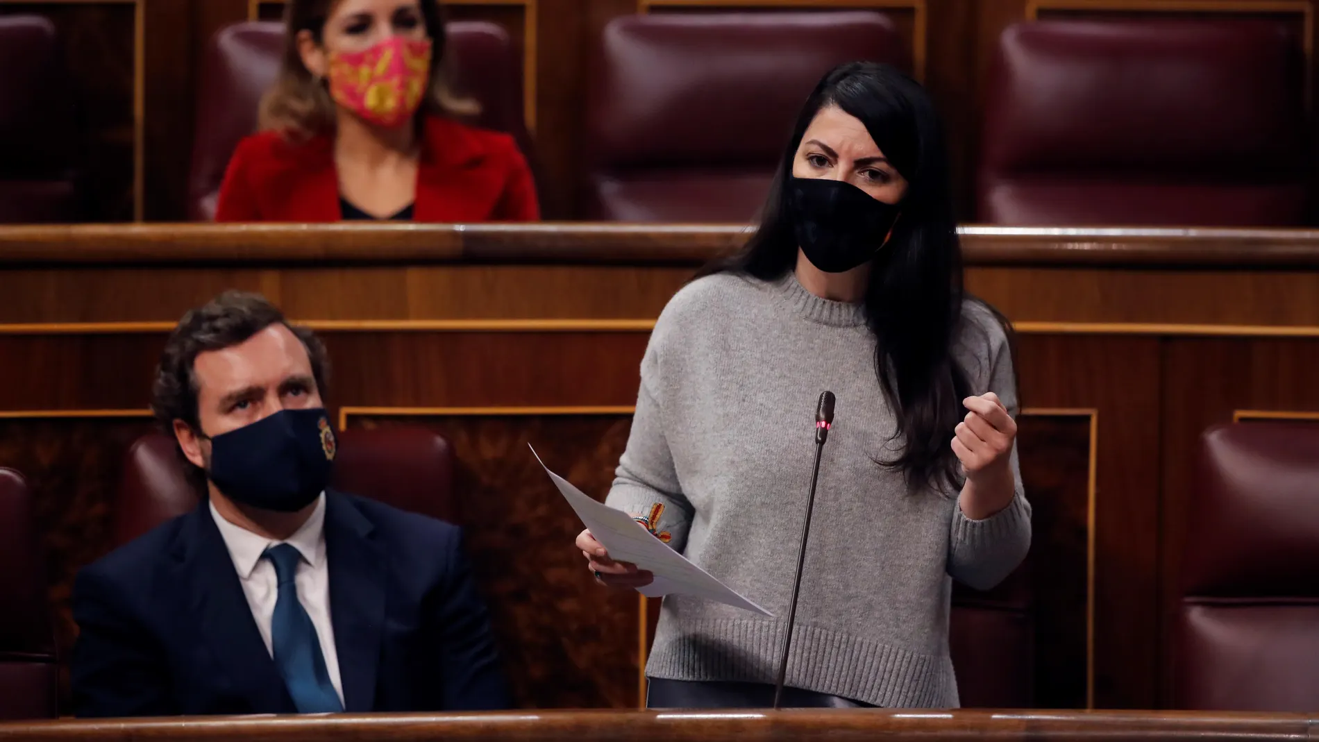 La diputada de Vox Macarena Olona interpela al vicepresidente segundo del Gobierno Pablo Iglesias