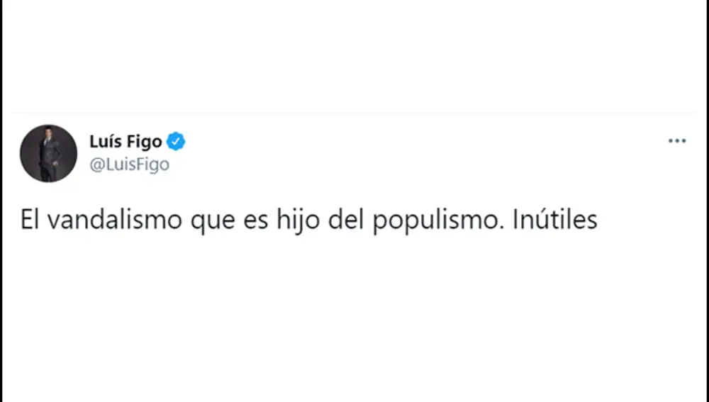 El tuit de Luis Figo contra Pablo Echenique y Unidas Podemos por apoyar los disturbios para pedir la libertad de Pablo Hasél.