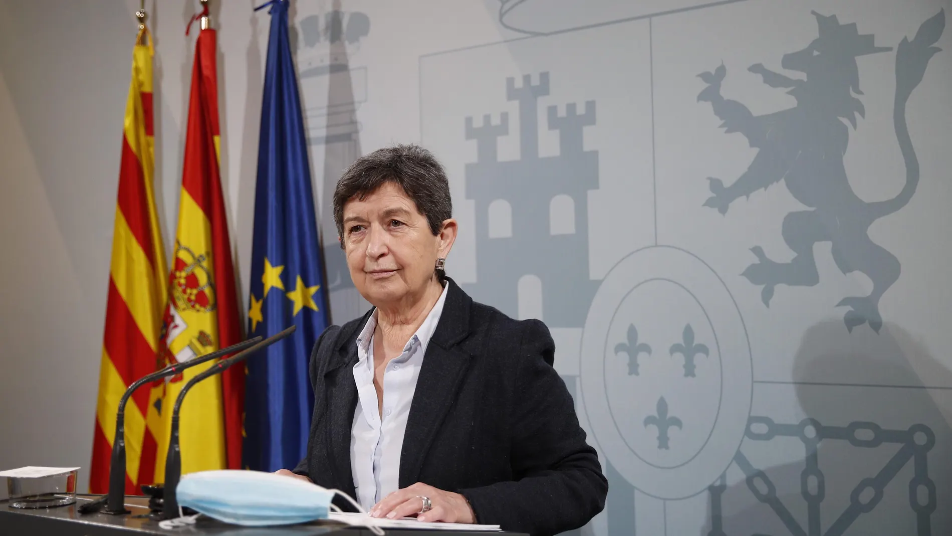 La delegada del Gobierno en Cataluña, Teresa Cunillera, durante una rueda de prensa.