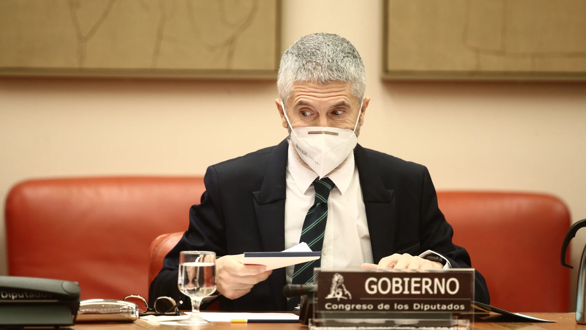 El ministro de Interior, Fernando Grande-Marlaska, durante una Comisión de Interior
