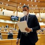 El presidente del Gobierno, Pedro Sánchez, tras su intervención en la sesión de control al Gobierno