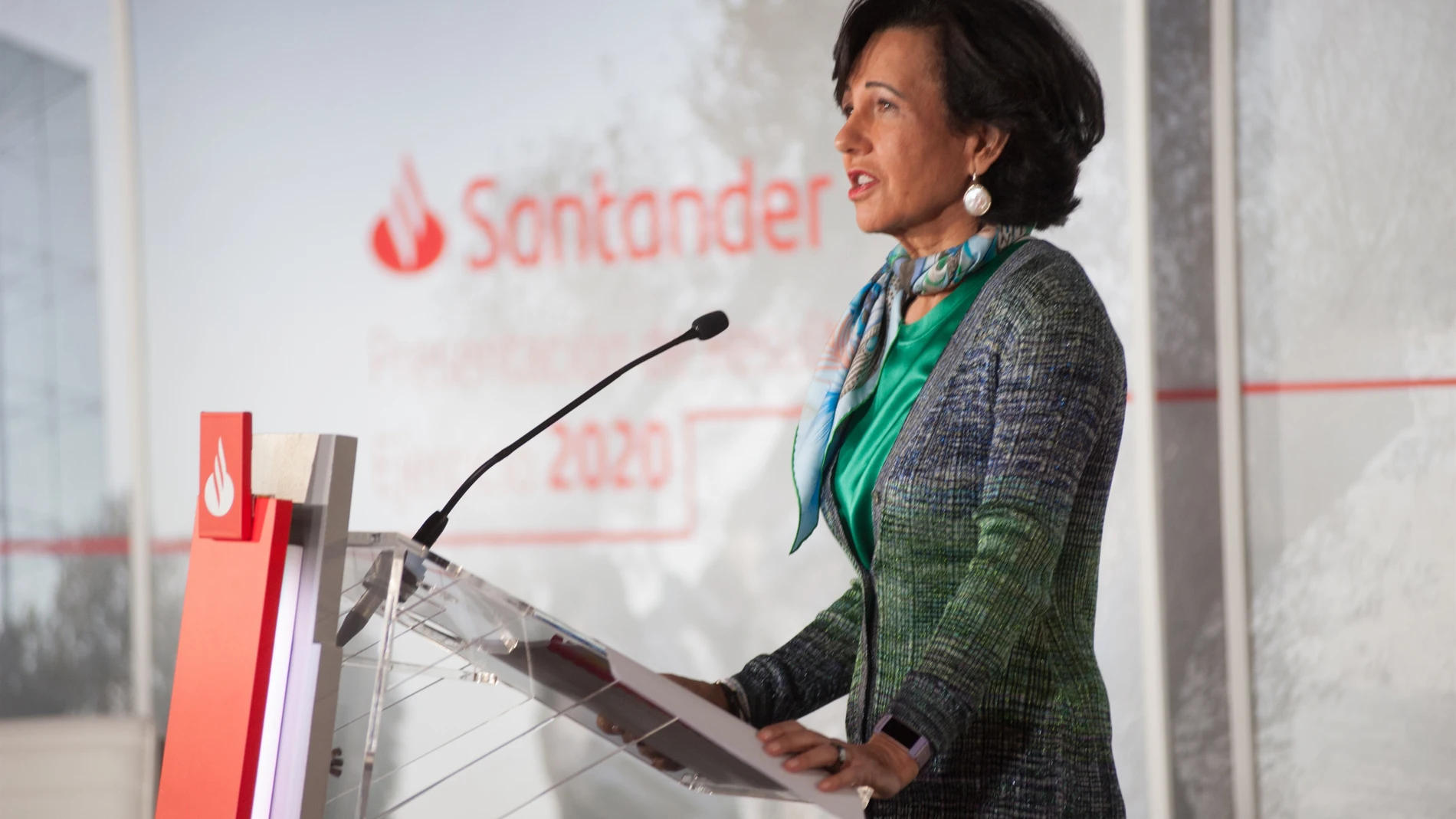 La presidenta de Banco Santander, Ana Botín, en la presentación de resultados de 2020