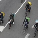 Una protesta de riders en Italia