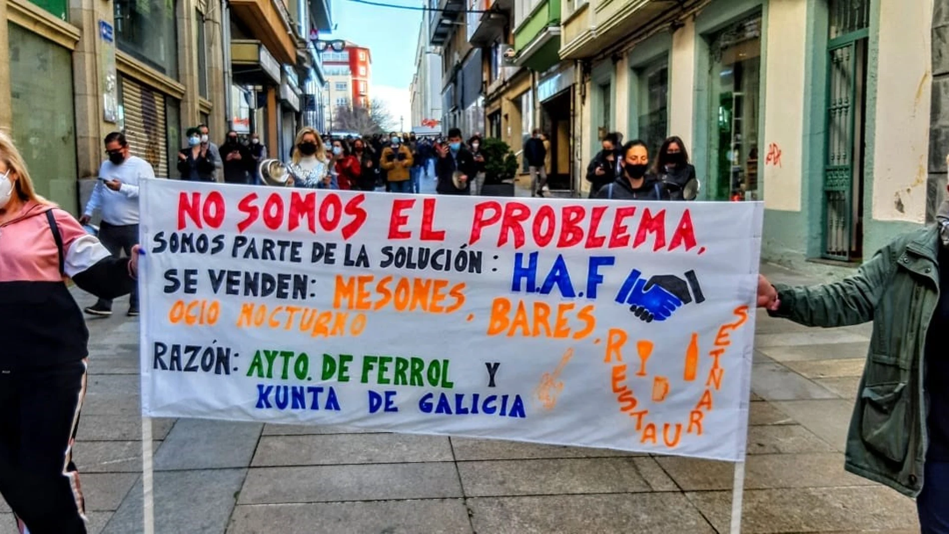 Protesta de hosteleros y autónomos en Ferrol