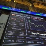 Vista del Ibex 35, el principal indicador del parqué madrileño de la Bolsa