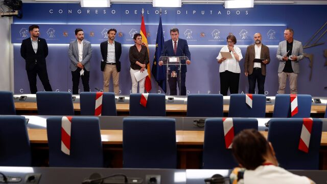 Intervención de todos los socios del Gobierno el pasado mes de julio en contra del presunto espionaje al president del Parlament, Roger Torrent