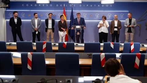 Intervención de todos los socios del Gobierno el pasado mes de julio en contra del presunto espionaje al president del Parlament, Roger Torrent