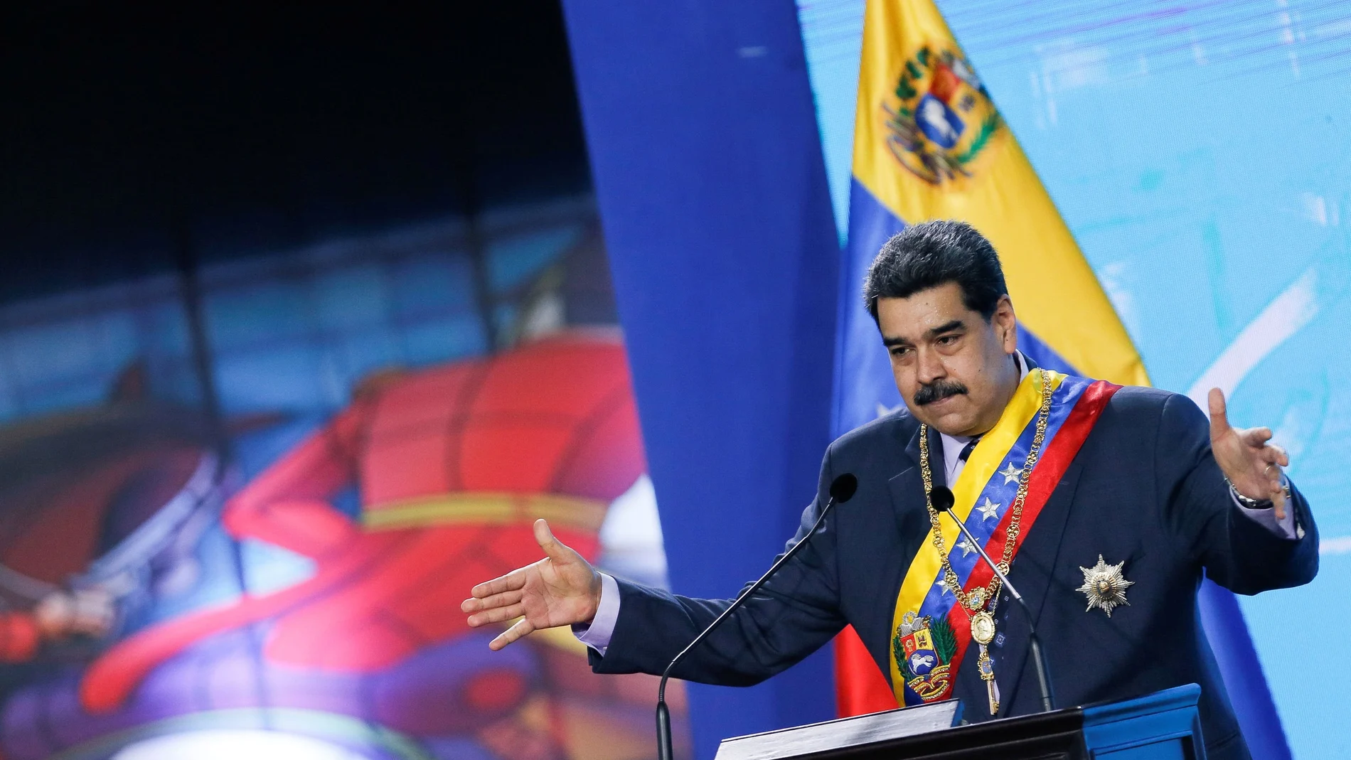 El presidente venezolano Nicolás Maduro durante un discurso en Caracas