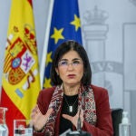 La ministra de Sanidad, Carolina Darias, el pasado miércoles, tras la reunión del Pleno del Consejo Interterritorial