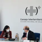 Carolina Darias y Miquel Iceta en una reunión del Consejo Interterritorial del Sistema Nacional de Salud.