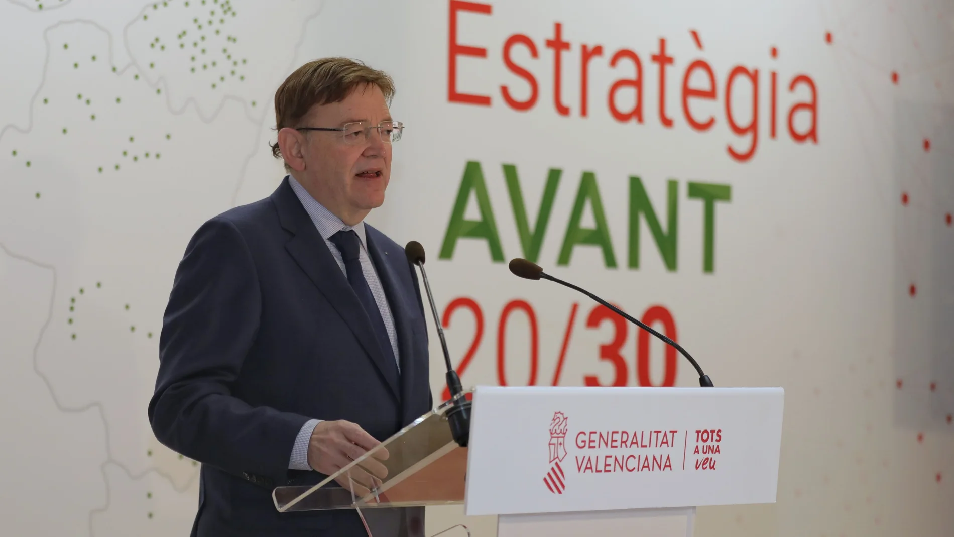 El presidente de la Generalitat, Ximo Puig, esta mañana durante la presentación de la Estrategia AVANT
