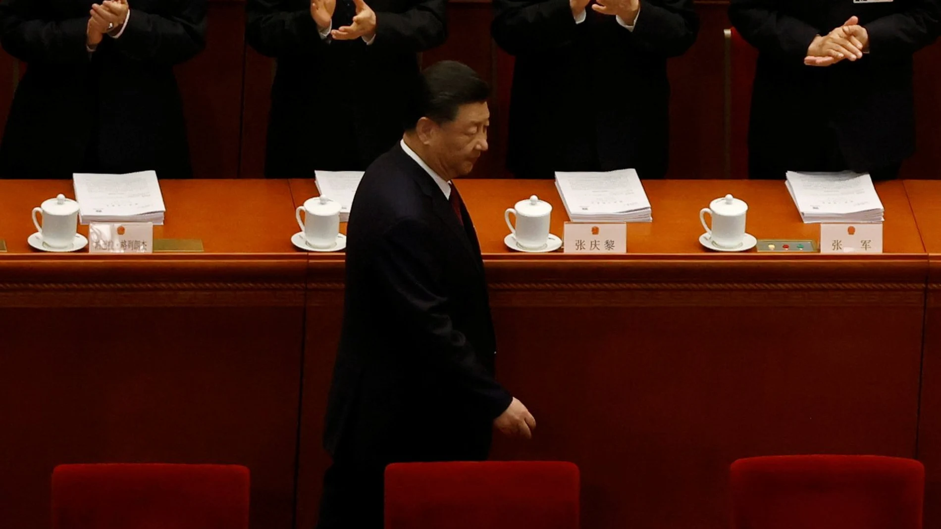 El presidente Xi Jinping al llegar a la Asamblea Nacional Popular, ayer