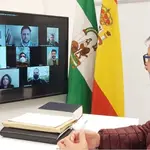 Juan Ávila en videoconferencia con secretarios de las agrupaciones de los distritos