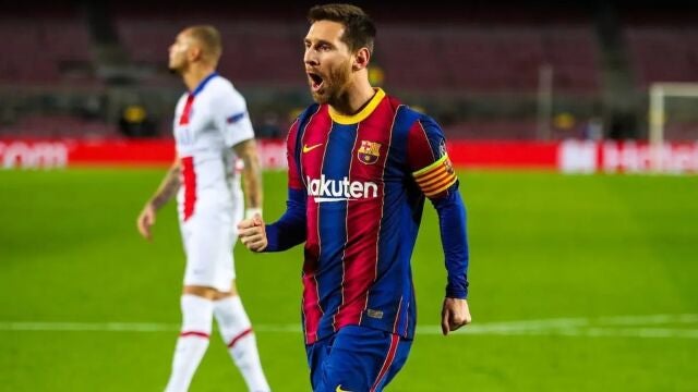 Messi celebra el gol que marcó al PSG en la ida. Después vendría el calvario: 1-4