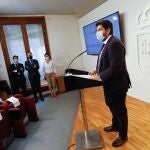 El presidente del Gobierno regional, Fernando López Miras, en la rueda de prensa tras la moción de censura