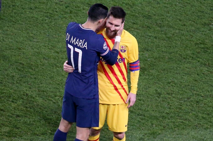 Ángel Di María y Leo Messi, en el último enfrentamiento PSG-Barcelona.