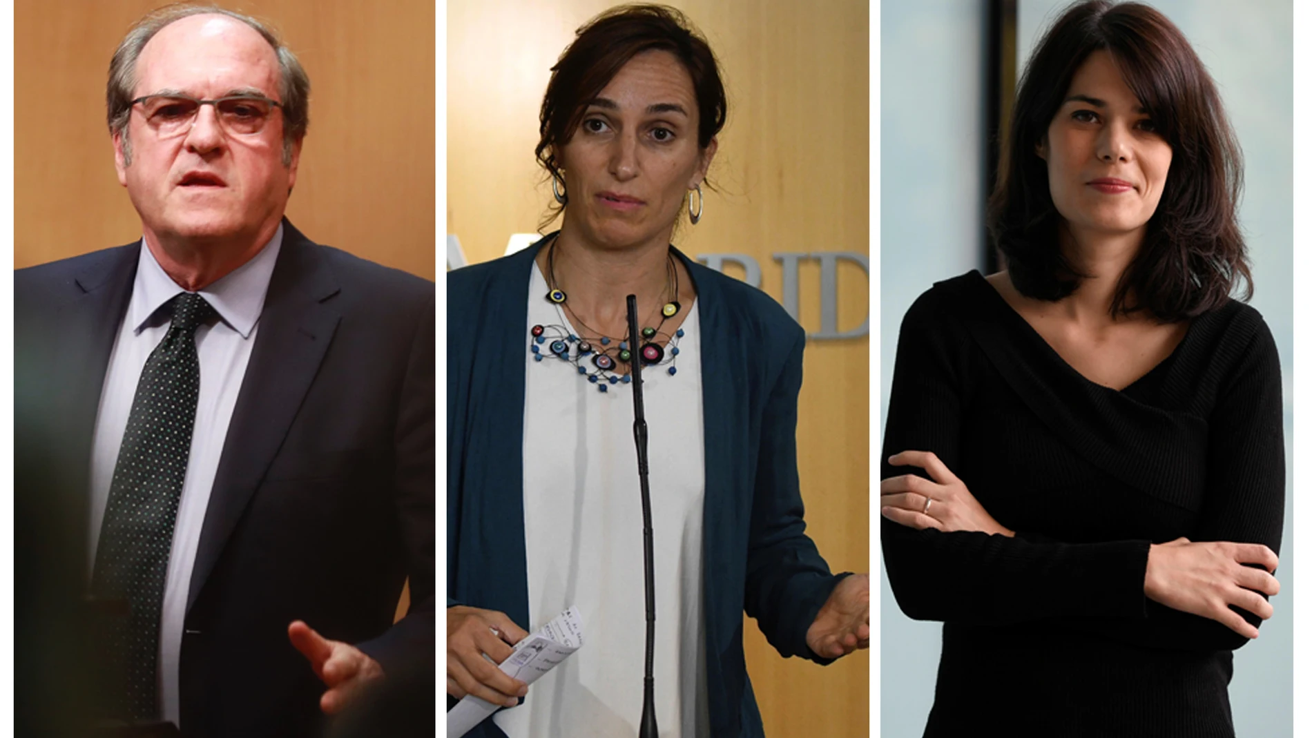 Ángel Gabilondo (PSOE), Mónica García (Más Madrid) e Isa Serra (Unidas Podemos).
