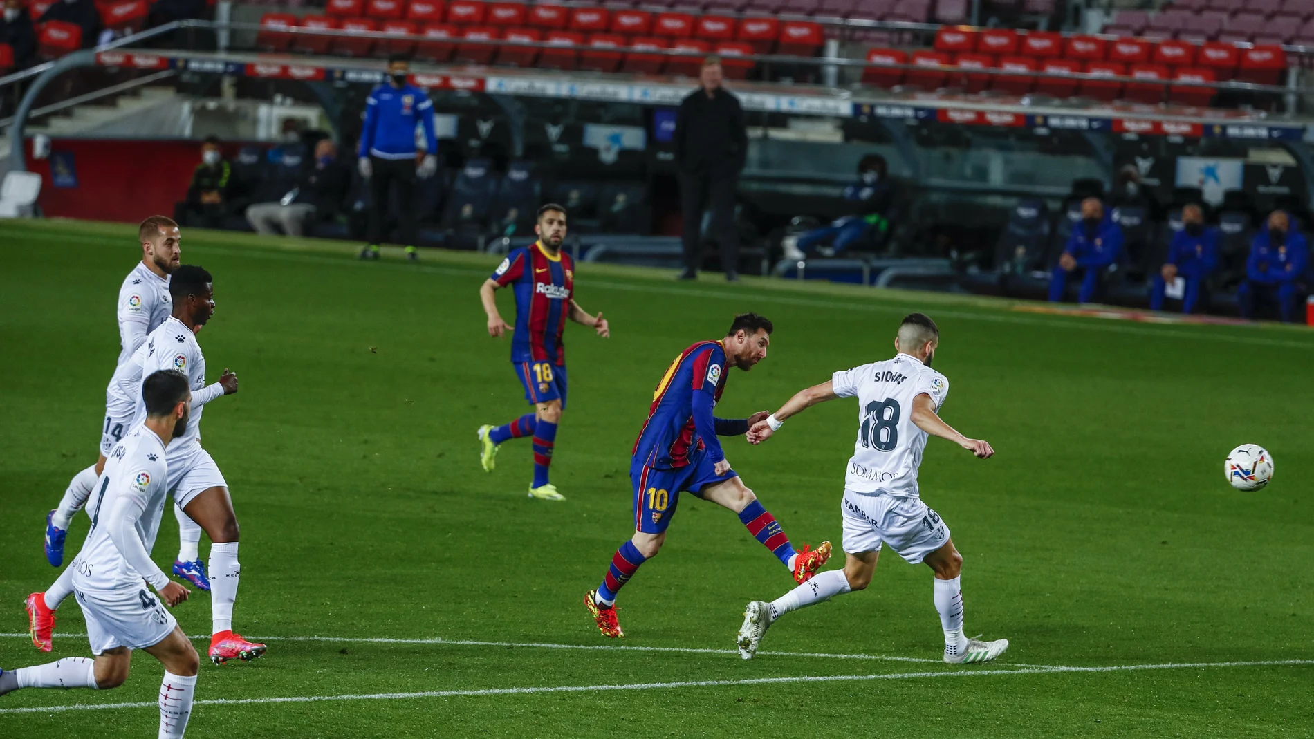 El disparo que Messi convirtió en el 1-0 del Barcelona ante el Huesca