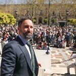 El presidente de Vox, Santiago Abascal, en un acto en la Plaza Nueva de Sevilla.MJ LOPEZ (EUROPA PRESS)17/03/2021