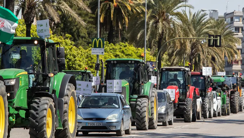 Una caravana de tractores en una protesta anterior de agricultores EFE/ Román Ríos