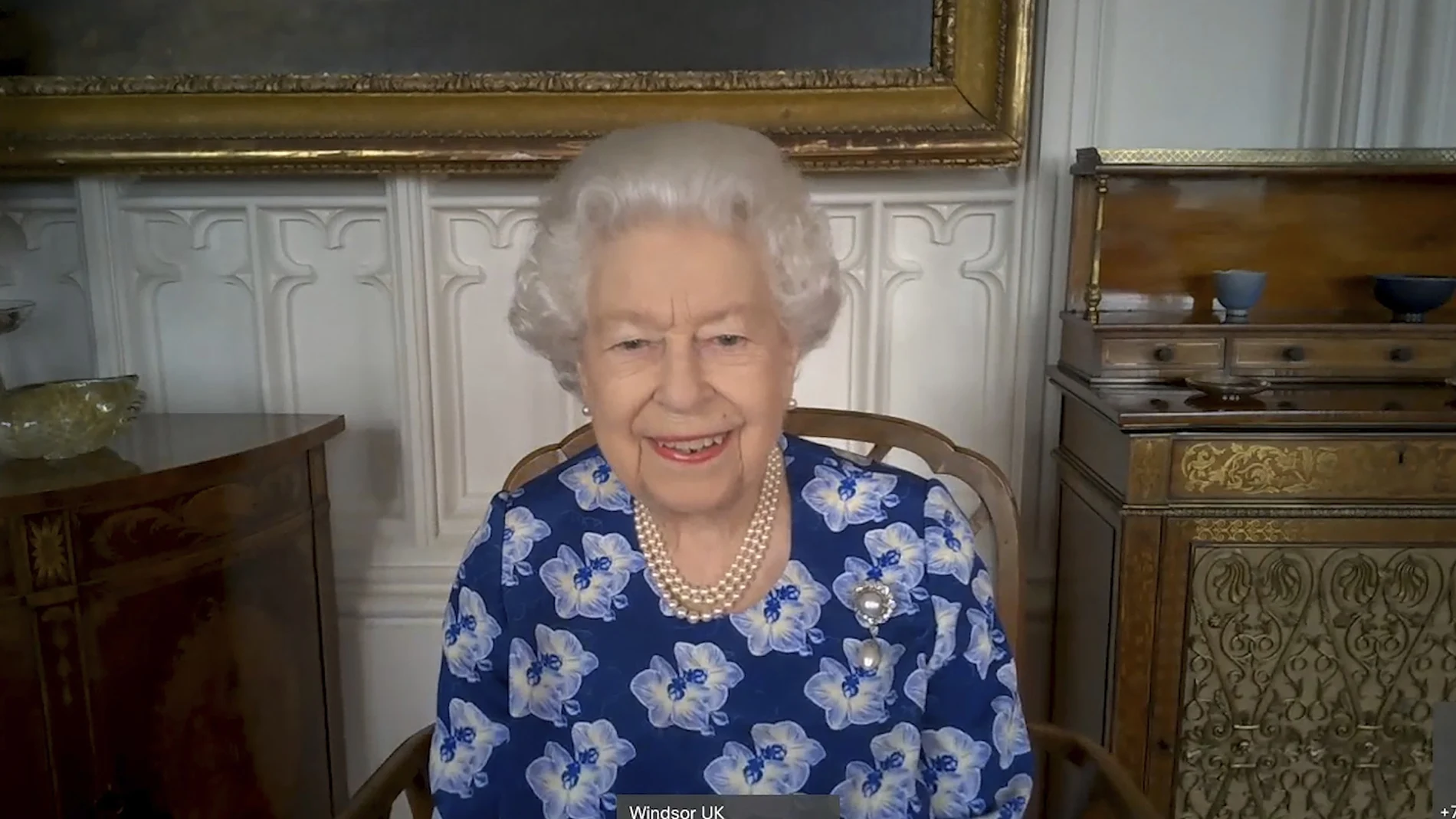 La reina Isabel II en una videoconferencia desde Buckingham Palace, el pasado 16 de marzo