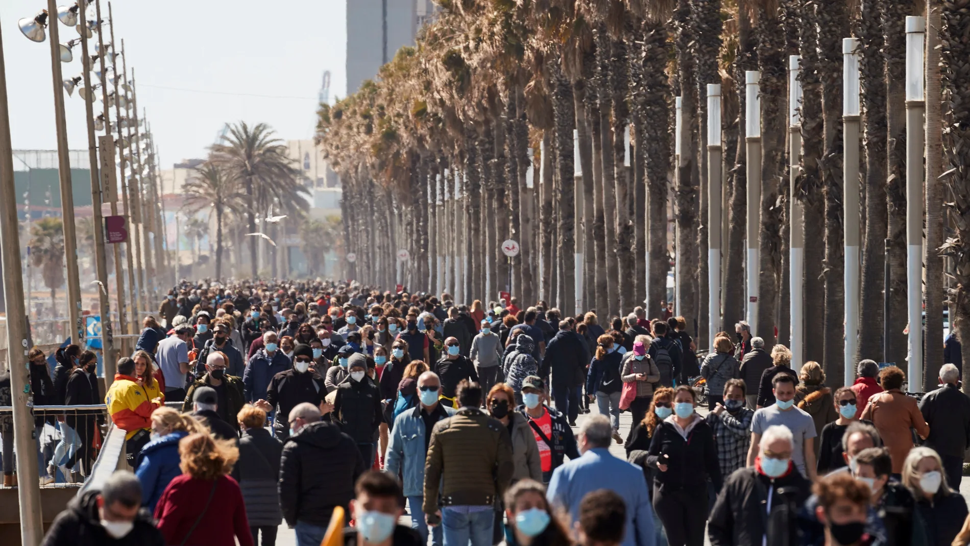 Vista del paseo marítimo de Barcelona el pasado fin de semana