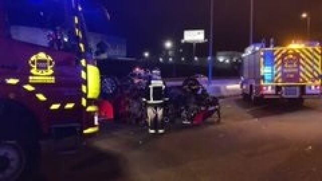 Imagen del accidente ocurrido esta madrigada en la A-2 a la altura de Alcalá de Henares