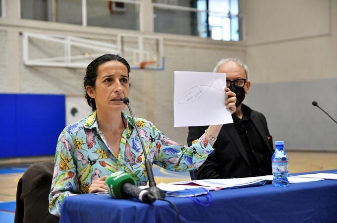 Patricia Ramírez, la madre del niño Gabriel Cruz, asesinado por la expareja del padre, durante una rueda de prensa este lunes en Almería