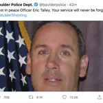 El tuit publicado por el Departamento de Policía de Boulder en recuerdo al oficial Eric Talley