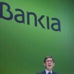 El presidente de Bankia, José Ignacio Goirigolzarri, interviene durante la Junta General Ordinaria de Accionistas de Bankia