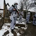 Combatientes de la autoproclamada república de Lugansk