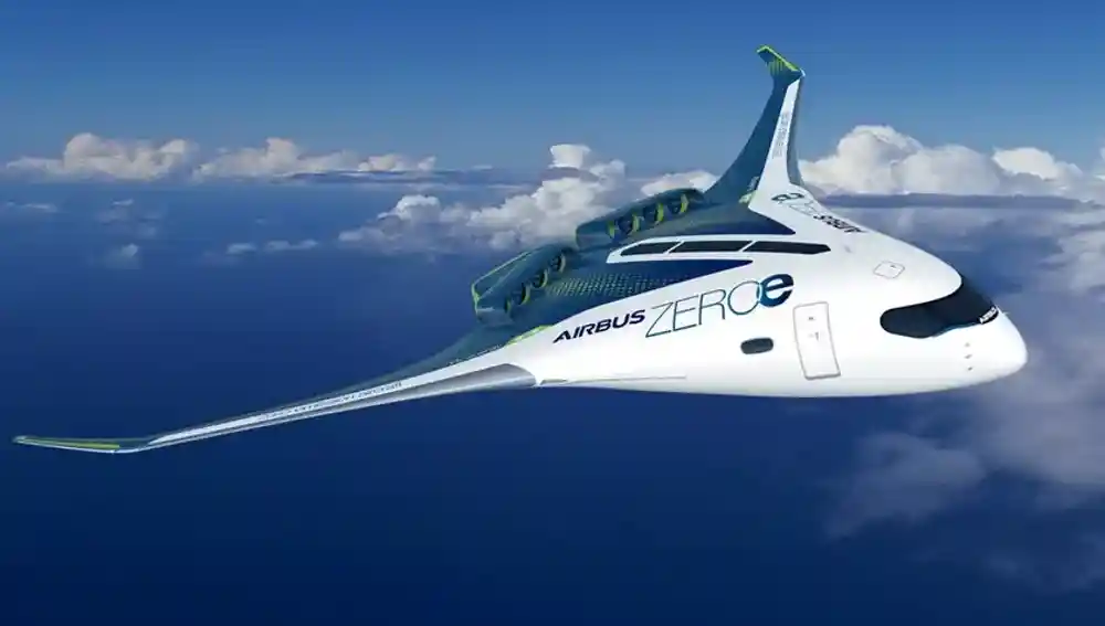 Recreación de uno de los modelos de avión de hidrógeno en los que trabaja Airbus